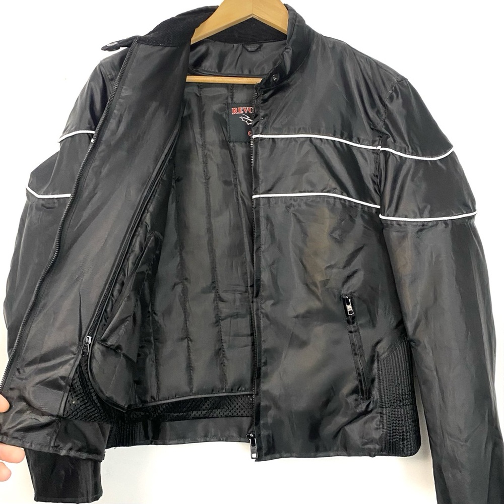 Revolution Gear Womens Black Lined Full Zip Nylon Motorcycle Biker Riding Jacket